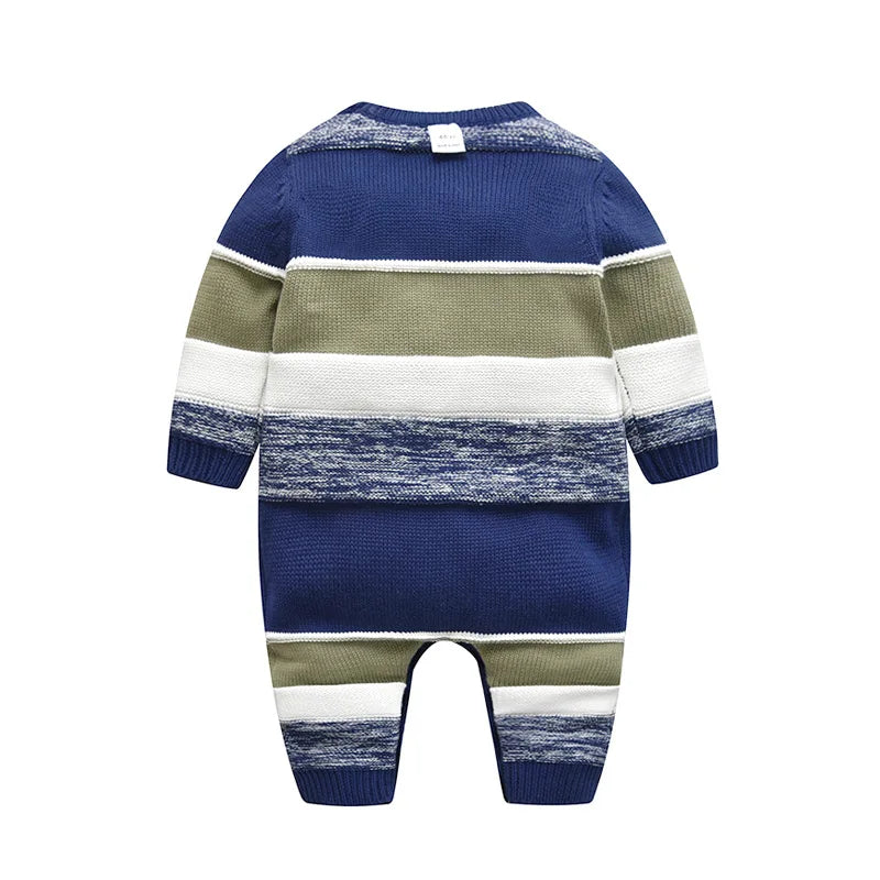 Knitted Baby Clothes Stripe Baby Knitted Rompers Long Sleeve Baby boy Casual Clothes Baby Winter Knit Jumpsuit