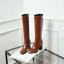 Autumn winter boots women square toe zip high heels shoes knee high boots women