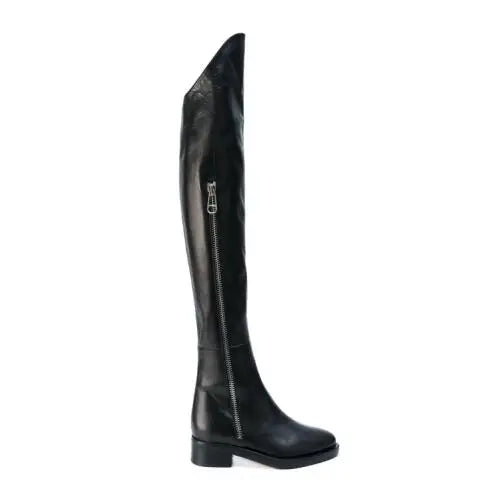 Genuine Leather Side Zipper Men Knee High Cool Boots Flats Chelsea Boots Shoes Mens
