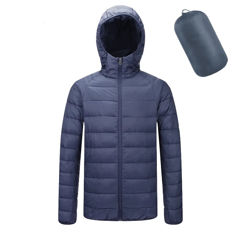Men's Winter Ultra Light Down Parkas Autumn Warm Coats Casual Solid Down-Cotton Waterproof Jackets Male Portable Hooded Overcoat