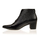 Brand Pointed Toe High Heel Genuine Leather Shoes Men Lace Up Dress Ankle Boots