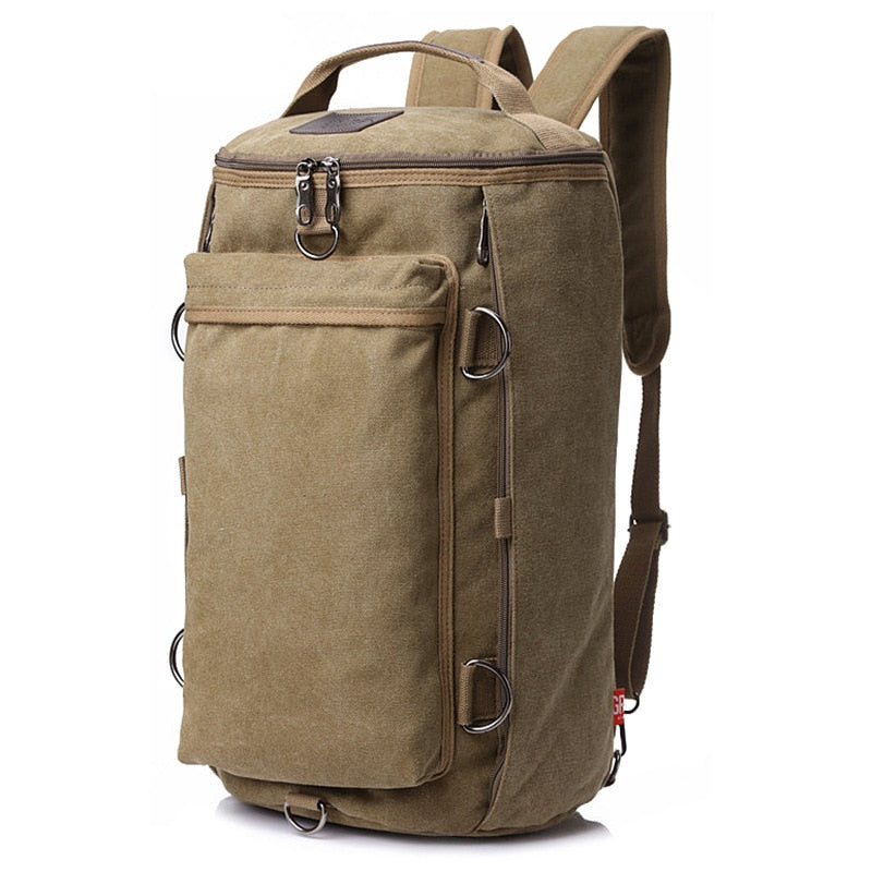 Men Huge Luggage Travel Bag Army Green Bucket Backpack Multifunctional Canvas Backpacks Male Large Shoulder Bags Pack