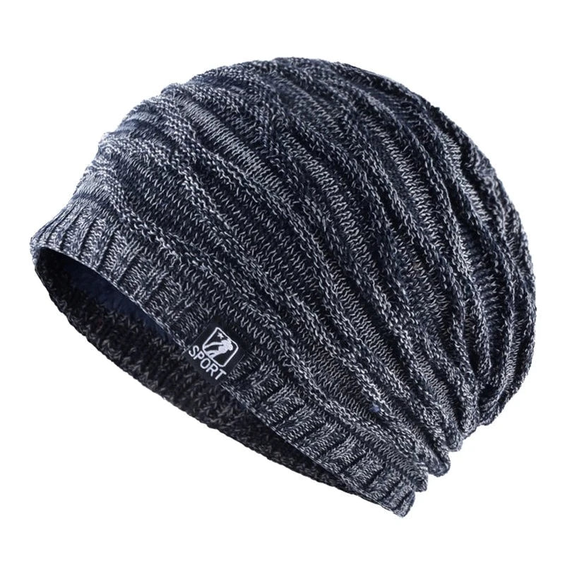 Knit fold hat thick warm beanies women winter hats Unisex Double-layer gorro plus velvet cap casual bonnet Men's  sport caps