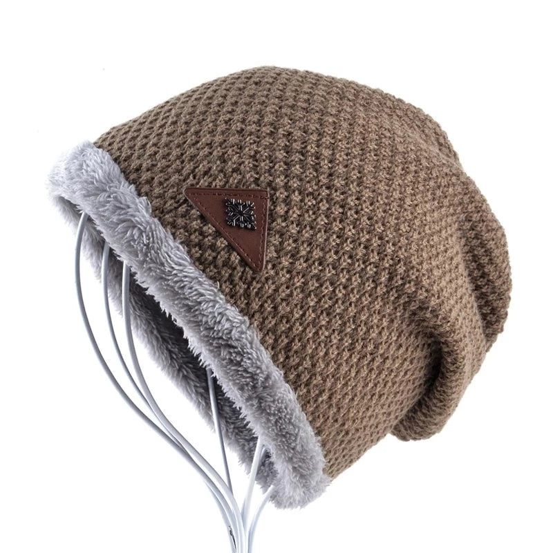 style bonnet Winter Hats for Men Knitting wool Beanie women Casual Cap men's Beanies velvet Solid Skullies