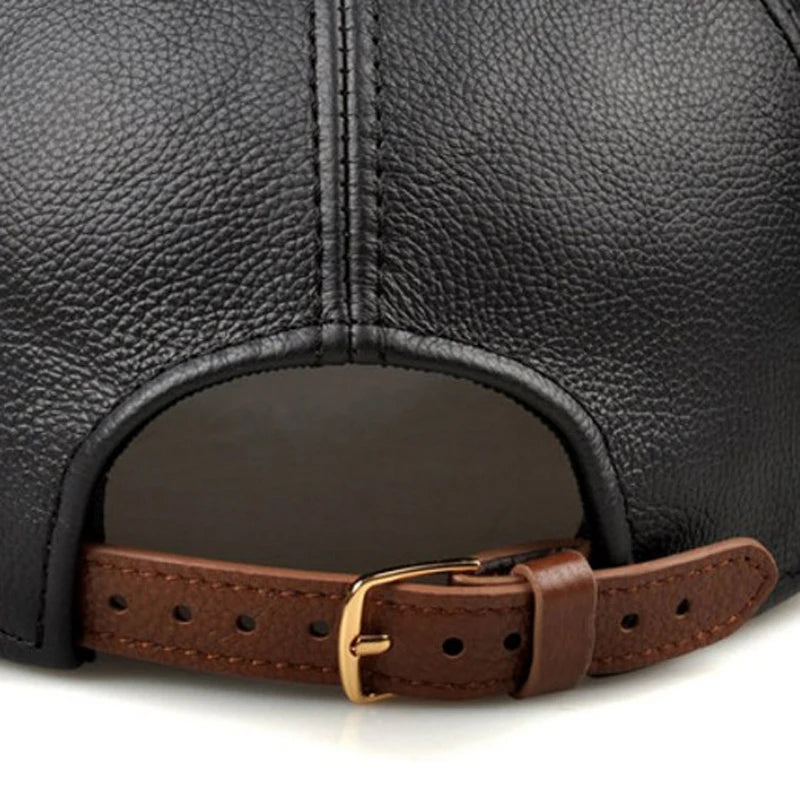 Genuine Leather Baseball Hats Golden Caps Grid Net Surface Street Luxury