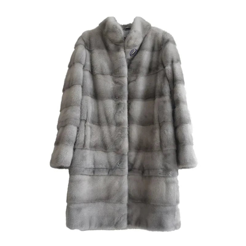 Real Natural Mink Fur Coat Women Winter Long Leather Jacket Luxury Female Clothes Mink Fur Coat cold