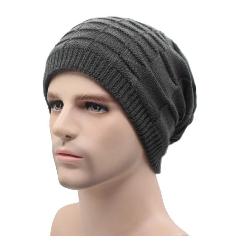 Knitted Men Skullies Beanies Winter Hats For Men Bonnet Caps Plain Male Warm Solid Winter Beanie Hat Cap