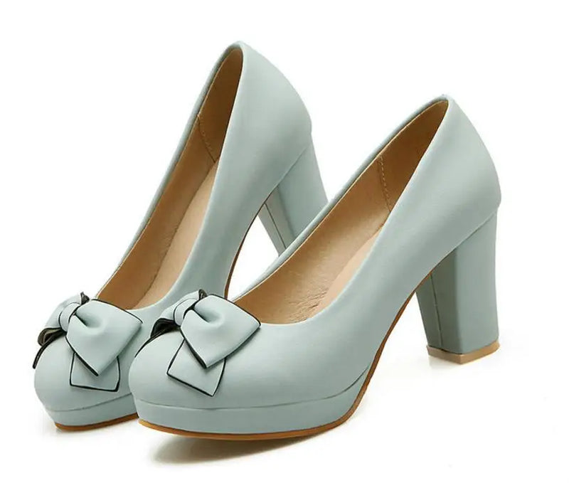 Bowtie Women pumps high heels women pumps shoes woman Slip On Ladies Wedding Shoes