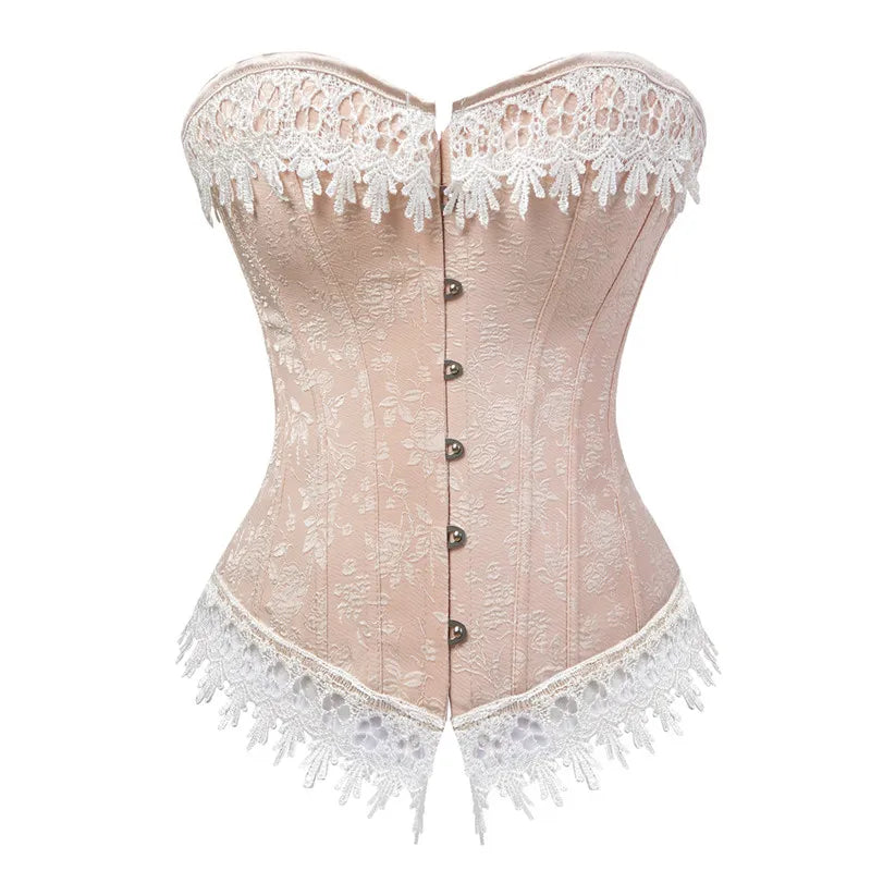 Sexy Women Jacquard Lace Up Boned Overbust Corset Carnival Brocade Breathes Costumes Bustier Corselet  vintage Gorset