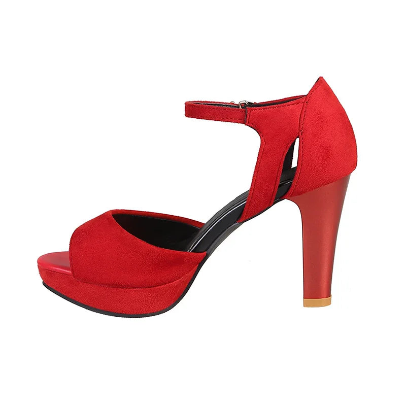 Woman sandals summer red strappy heels spike high heel