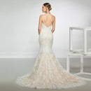 Elegant sample spaghetti straps trumpet wedding dress sleeveless lace floor length simple bridal gowns wedding dress