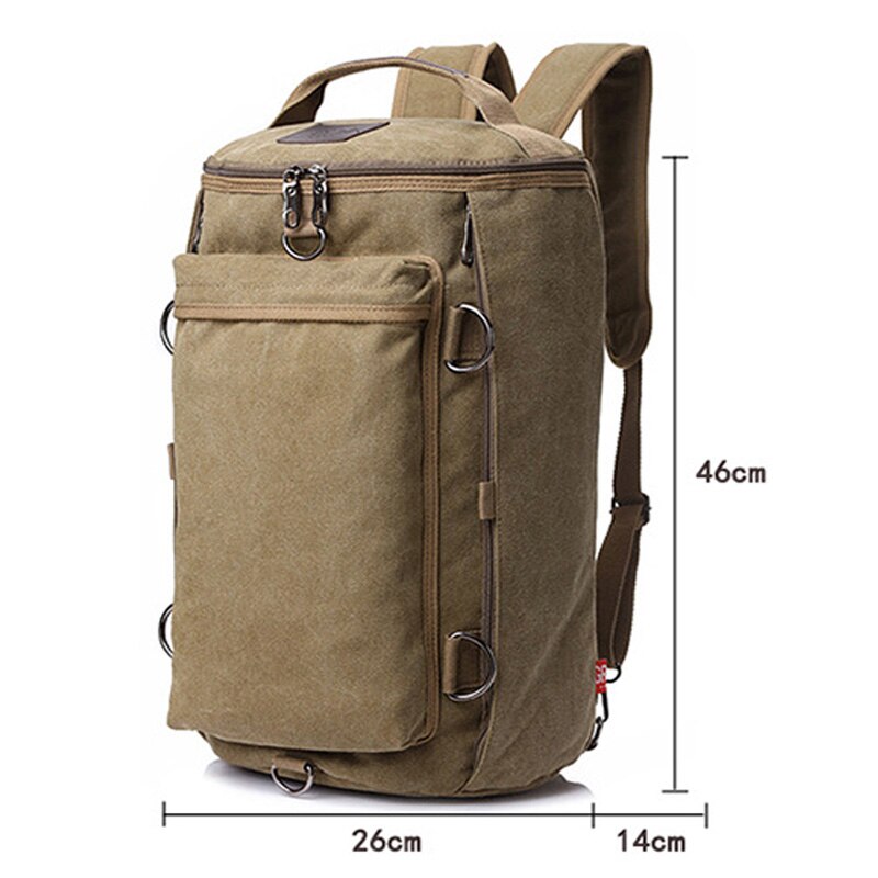 Men Huge Luggage Travel Bag Army Green Bucket Backpack Multifunctional Canvas Backpacks Male Large Shoulder Bags Pack