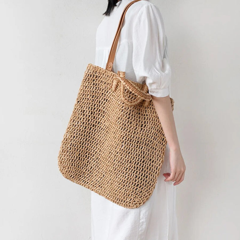 Women Tote Designer Lady Shoulder Bags Woven Wicker Handmade Summer Beach Purses