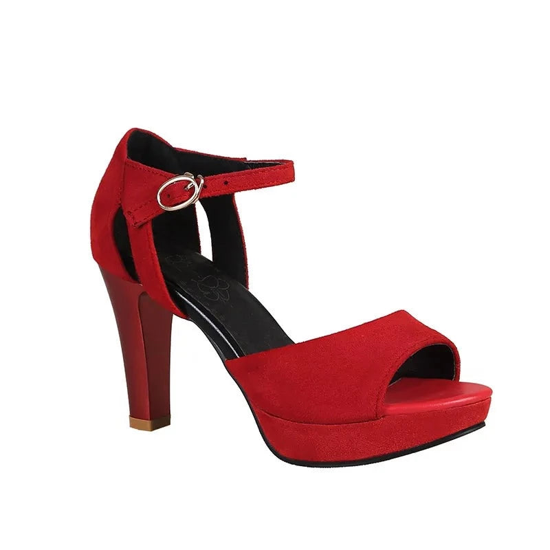 Woman sandals summer red strappy heels spike high heel