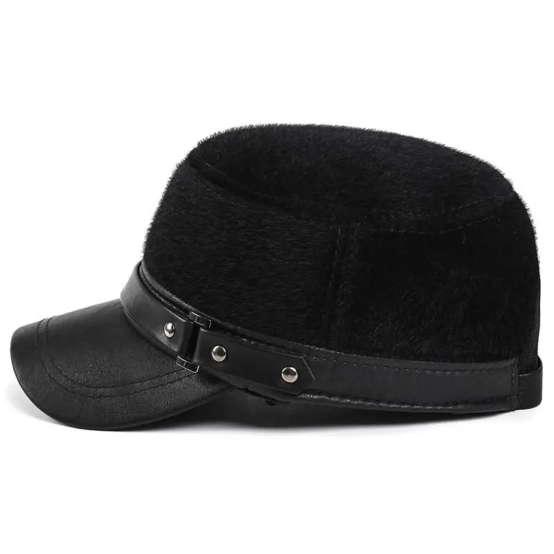 Fur Male Hat Warm Winter Baseball Cap Fur Windproof Ear Protection Warm Hat Man Thermal