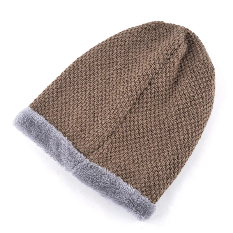 style bonnet Winter Hats for Men Knitting wool Beanie women Casual Cap men's Beanies velvet Solid Skullies