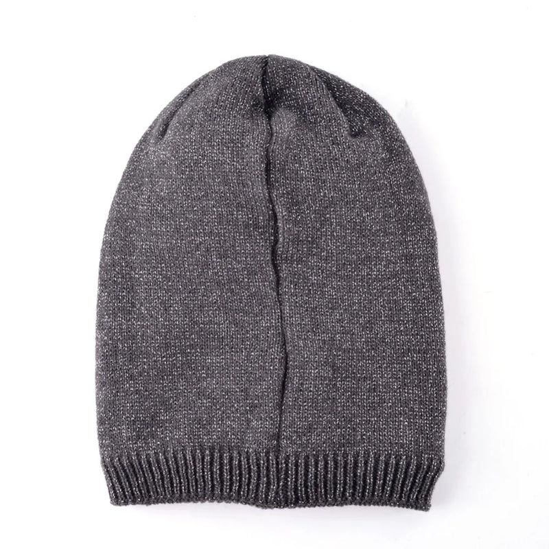 Unisex bone flash fabric hat women winter beanies men knitted wool skullies solid cap turban hats for man