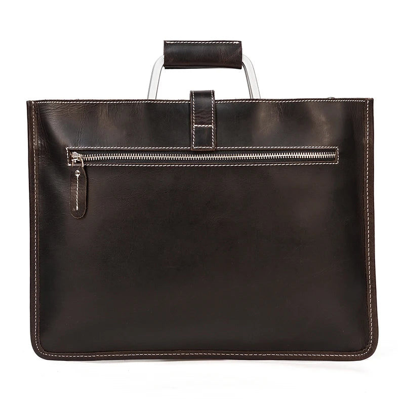 Men's Genuine Leather Briefcase Male Office Messenger Bags Leather 13 Inch Laptop Handbag