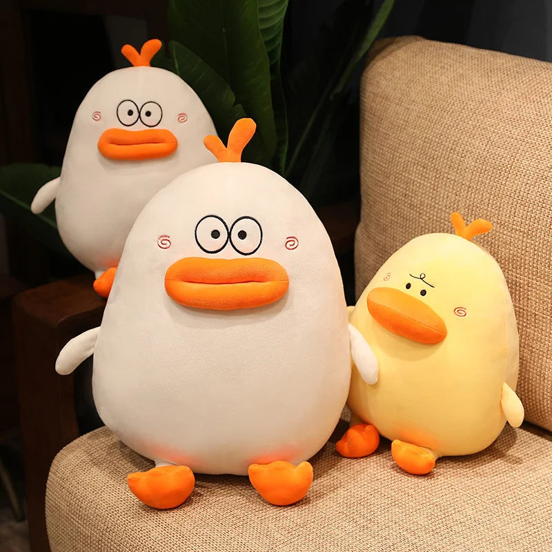 Stuffed Round Soft Duck with Sexy Lips Plush Toys Easy to Cuddle Dolls Cute Plushie Pillow Cushion Touch of Fun Room Sofa Decor