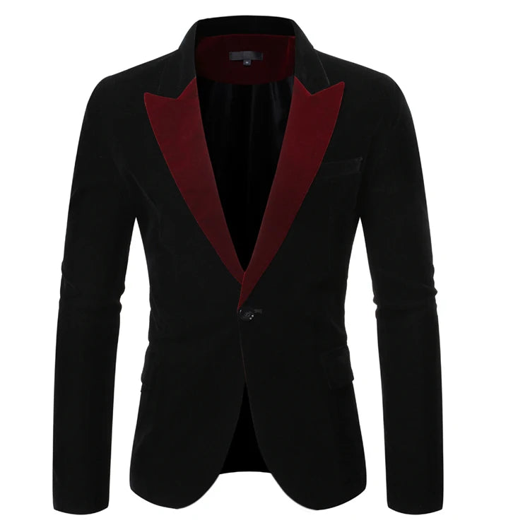 Men Suit Jacket Blazer Men's Casual Patchwork Colored  One-button Suit
