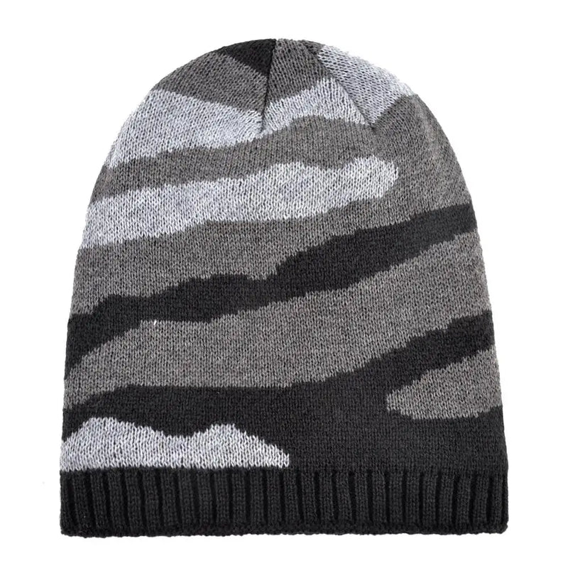 Winter knitted wool hats for men Camouflage pattern beanies Double layer cap women Skullies Plus velvet warm
