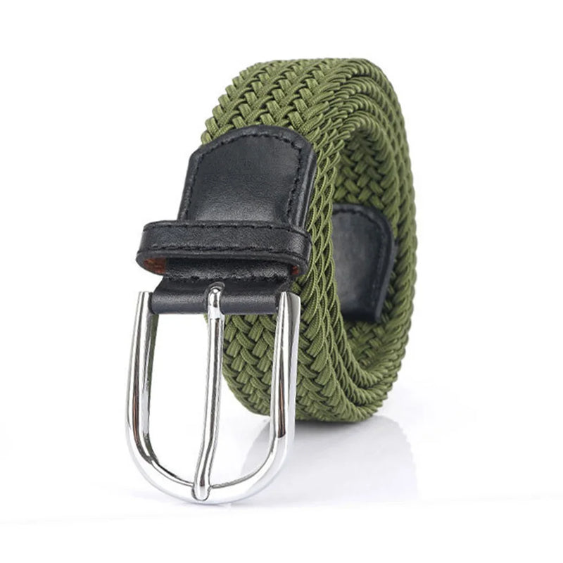 Knitted Nylon Elastic Belt Sliver Simple Pin Buckle Model 3.5cm Width Expansion Range 105-125cm