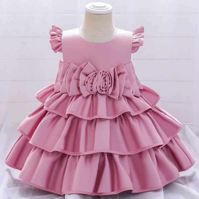 Baby Layered Dress Baby Girls Birthday Party Gown Super Toddler Wedding Baptism Clothes Infant Party Wear