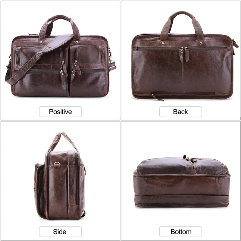 Genuine Leather Men's Briefcase First Layer of Briefcases Shoulder Bag for Men Travel Handbag Men Briefcase