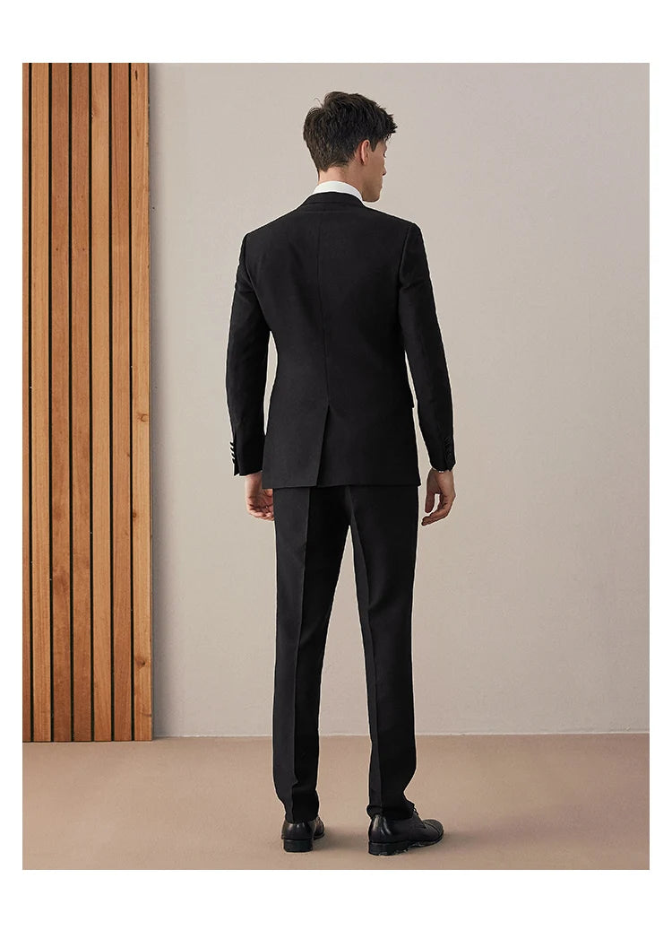 Wedding Suit For Men Groom Dress Formal Business Man Black Suits Set Blazer Vest Pant Slim Style
