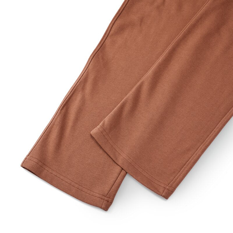 Autumn Winter Cotton Sweatpants Men Brown Jogger Sport Straight Leg Long Casual Pants Streetwear Loose Oversized Trousers
