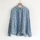 Autumn Women Blouse Style Cute Turndown Collar Tops Long Sleeve Loose Casual Shirt Women