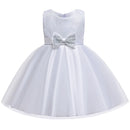 Children Clothes Sequin Dress Bow Knot Girl Princess Dress Puffy Flower Girl Wedding Party Dress