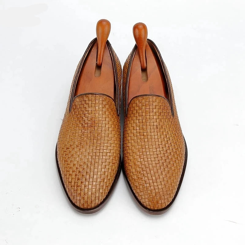 handmade loafer woven knitted leather sole shoes for men social shoe male classic shoes men elegant mens loafer