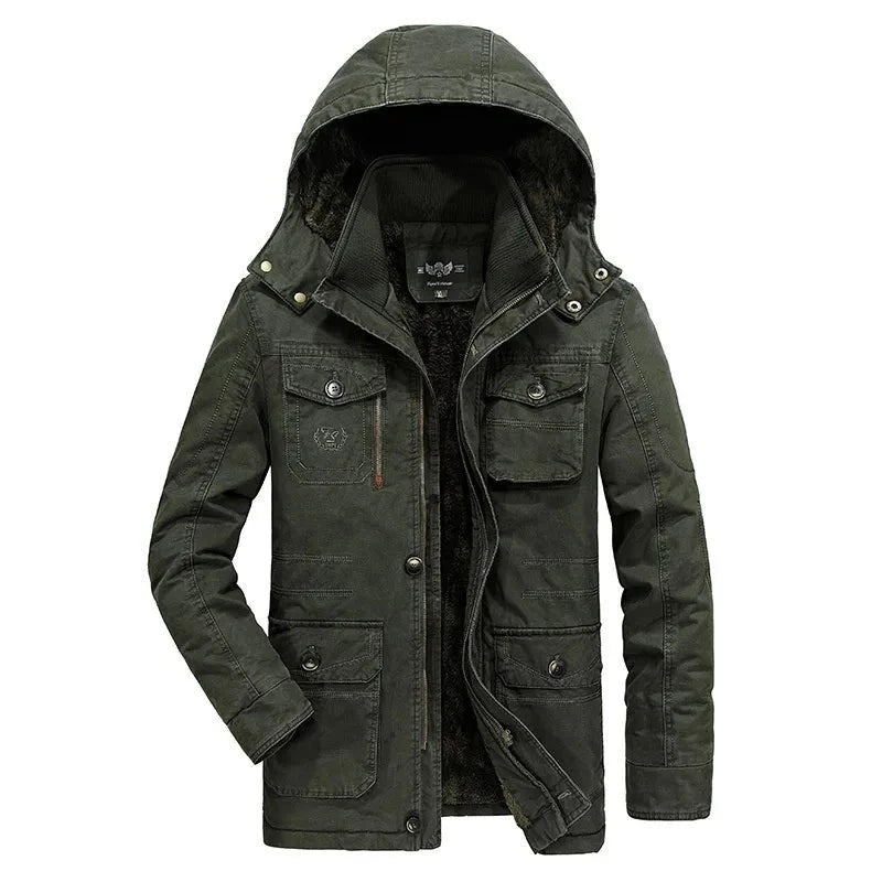 Men's Mid-length Winter Jackets Style Cotton-padded Windbreaker Jacket Trend Cotton Heating Windproof Coats