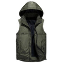 Men down vest warm leisure sleeveless waistcoat zipper removable hooded jackets quilted vest