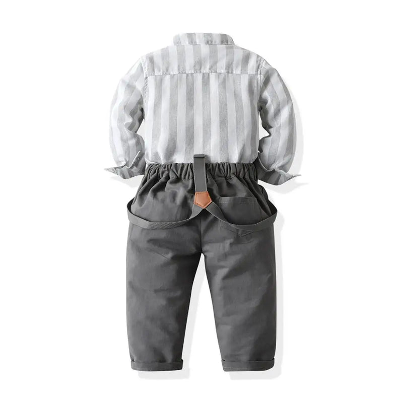 Boys Jumpsuits Suit Kids Clothing Set Baby Boy Romper Children Winter T-Shirt Overalls Striped Toddler Birthday Wedding Clothes