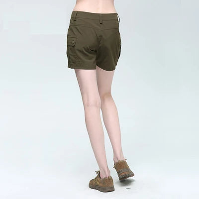 Summer Women's Cotton Shorts Outdoor Camping Female Lower Waist Wide-legged  Overalls Short Trousers