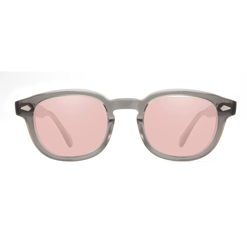Crystal Gray Acetate Sunglasses Green Tinted Sun Glasses For Men Women Retro Round  UV400
