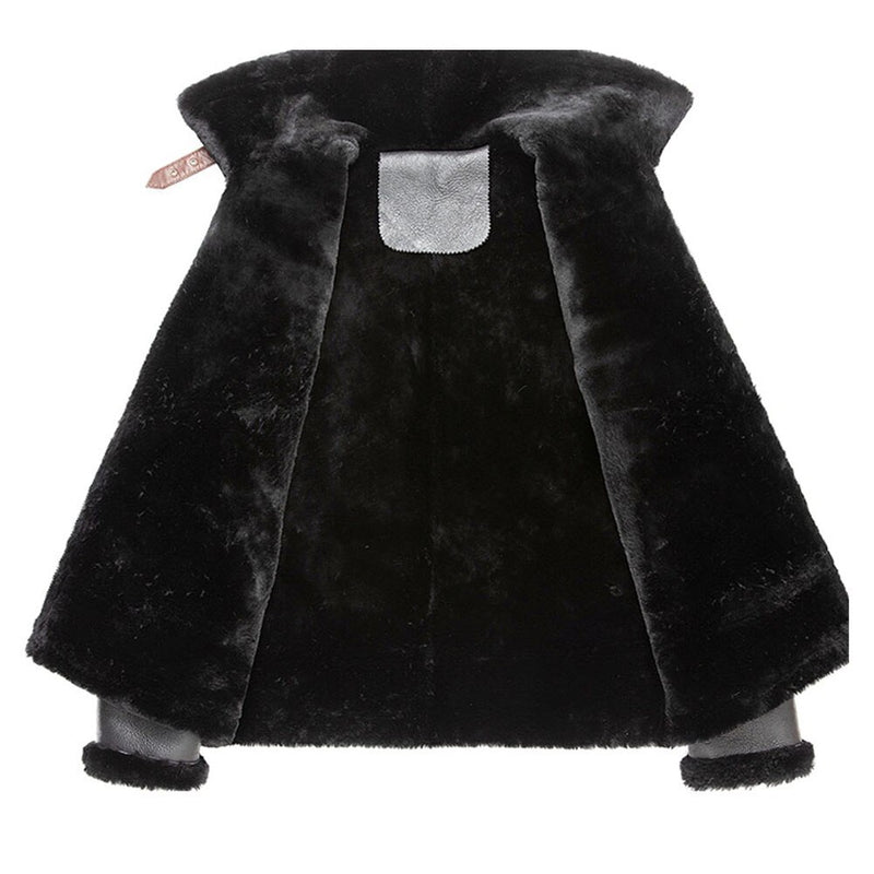 Slim Short Natural Fur Shearling Jacket Men Winter Warm Thicken Real Fur Coats
