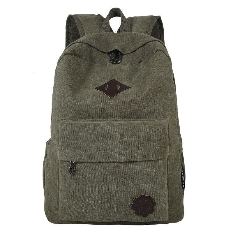 Retro Durable Canvas Backpack Men Solid College School Bag For Teenage Outdoor Capacity Camping Travel Rucksack