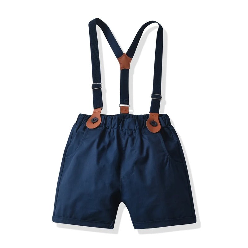 Kids Clothing Striped Shirt Navy Shorts with Bow Children Costume Casual Wear