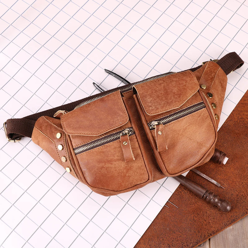 Genuine Leather Men Messenger Bag Casual Crossbody Bag Handbag Male Travel Shoulder Chest Bag