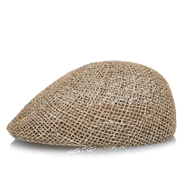 Panama seagrass Straw Hat Berets Solid Lady Shade Sun Protection Hat Spring Summer Cap Women Octagonal Chapeau