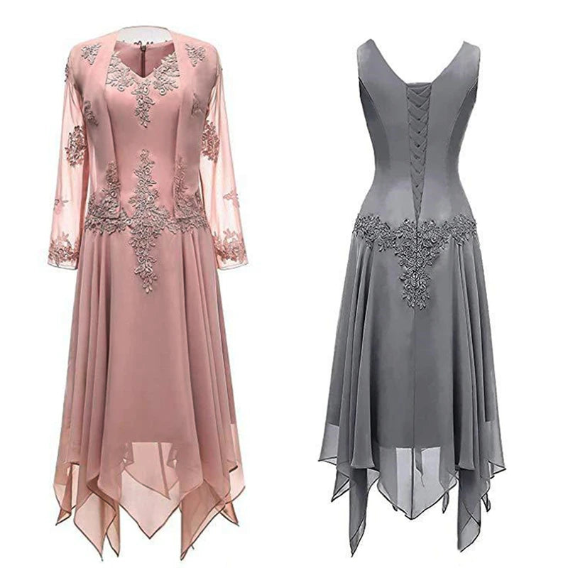 Bride Dress Long Sleeves Lace Formal Evening Gowns With Jacket