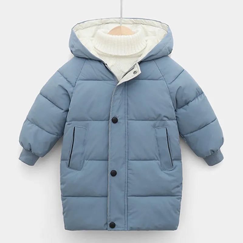 Kids Coats Baby Boys Jackets Warm Girls Hooded Snowsuit Teen Children Thick Long Outerwear Kids Winter Clothes