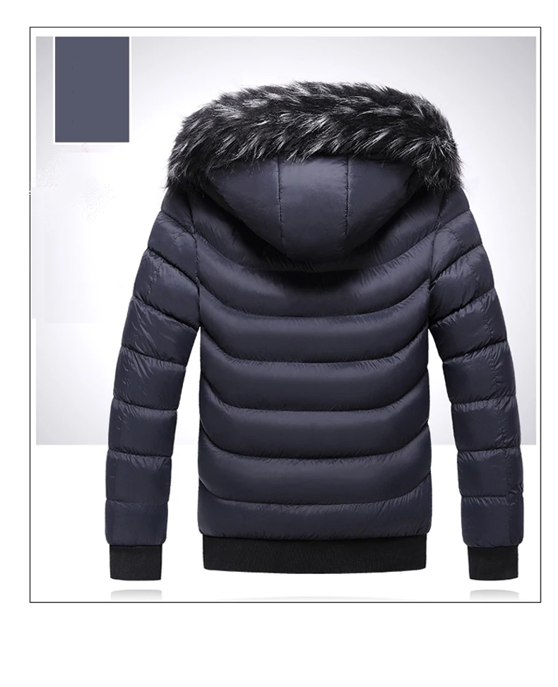 Winter Men Velvet Parka Coat Fur Collar Hooded Plus Velvet Thick Warm Parka Coat Jacket
