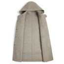 Wool Double-sides woolen coat men's long  hooded single-breasted winter trench camel
