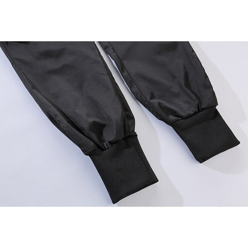 Men Streetwear Ribbons Multi-pocket Mens Trousers Harajuku Sweatpants Joggers Male