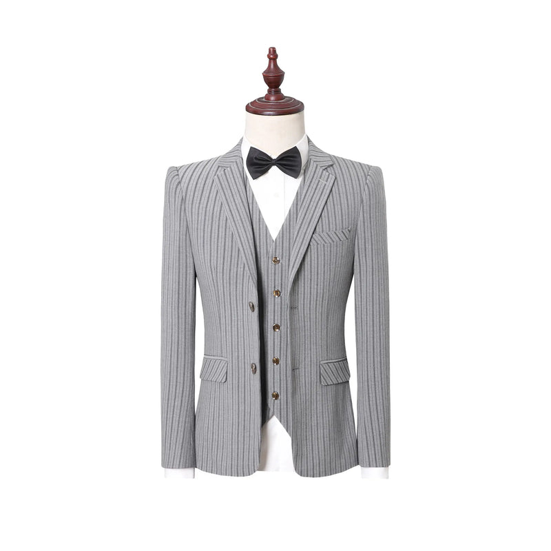 Men Wedding Suits Striped Slim Suit Handsome Groom Suit Men Single Button Party Formal