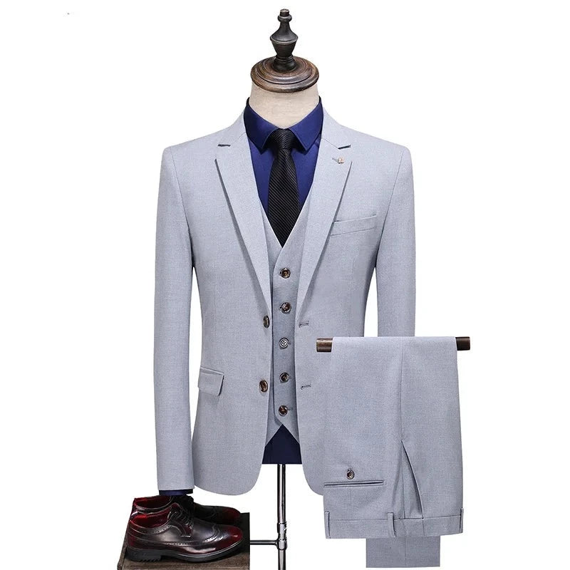 Men's Business Suits Regular Fit Prom Tuxedos Solid for Grooms Wedding Party